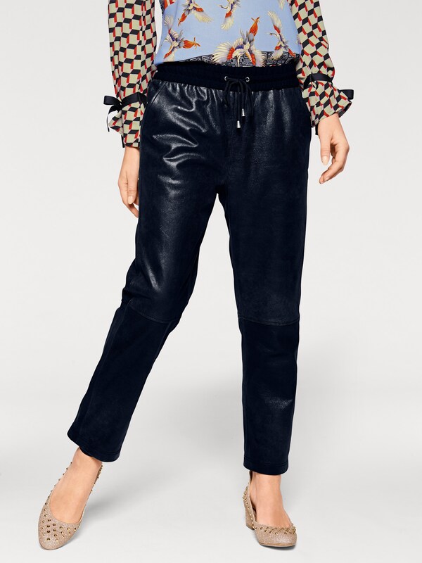 patrizia dini by heine Leren broek in jogpantsmodel marine