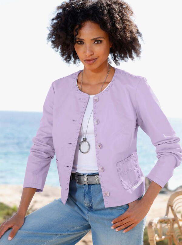 patrizia dini by heine Leren jack in bikerlook lila