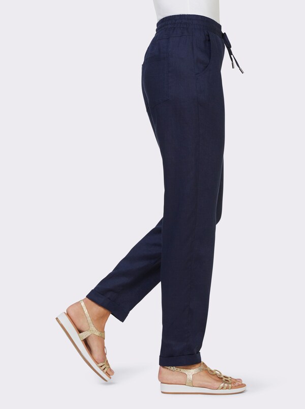 Patrizia Dini By Heine Linnen Broek In Licht Toelopend Model Marine