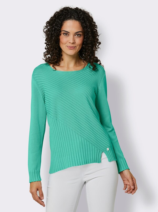 Patrizia Dini By Heine Longsleeve Pullover Met Zijsplit Blauwgroen