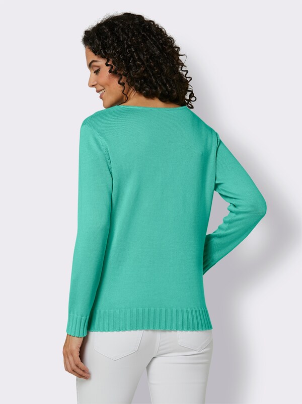Patrizia Dini By Heine Longsleeve Pullover Met Zijsplit Blauwgroen