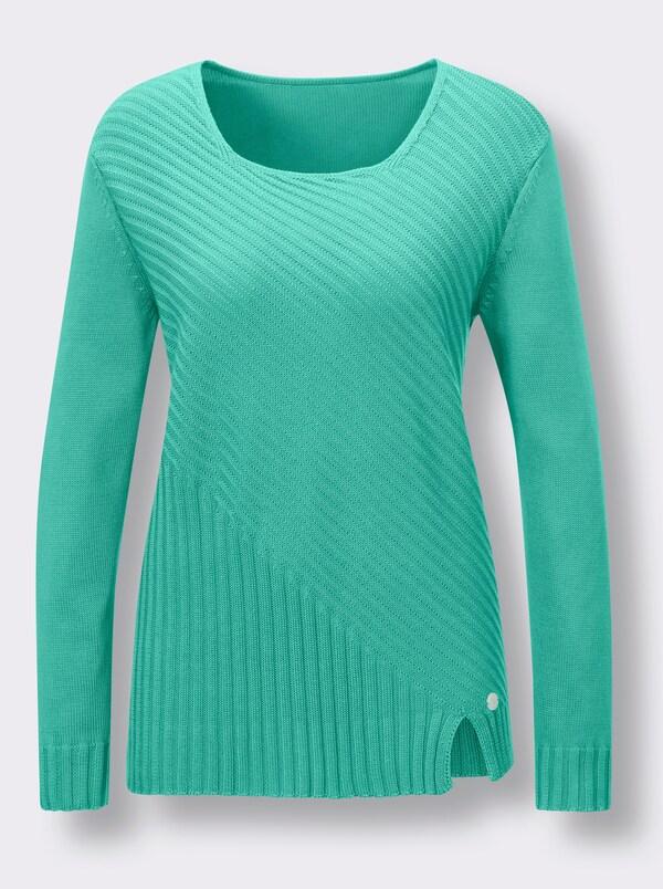 Patrizia Dini By Heine Longsleeve Pullover Met Zijsplit Blauwgroen