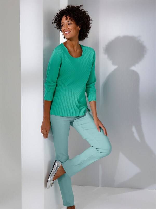 patrizia dini by heine Longsleeve pullover met zijsplit blauwgroen