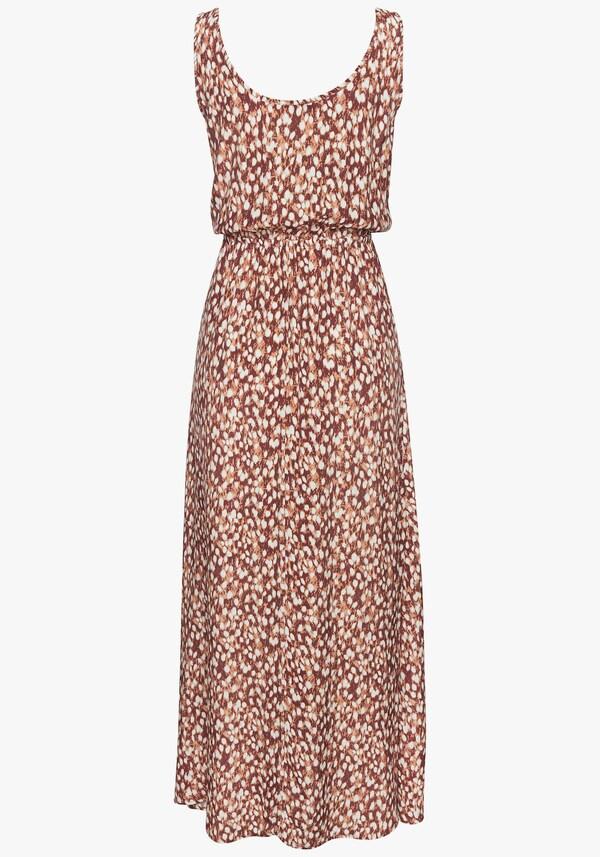 Patrizia Dini By Heine Maxi-jurk Bruin/crème Bedrukt