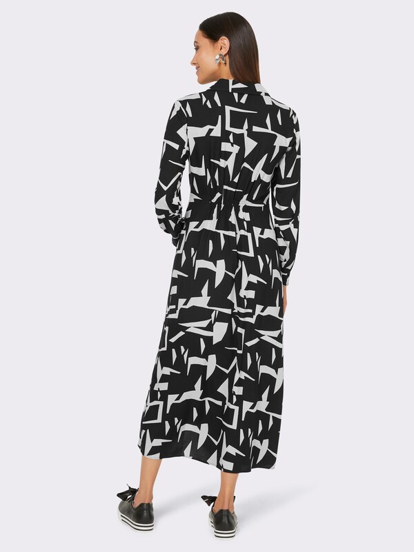 Patrizia Dini By Heine Maxi-jurk Van Pure Viscose Zwart/champagne Gedessineerd