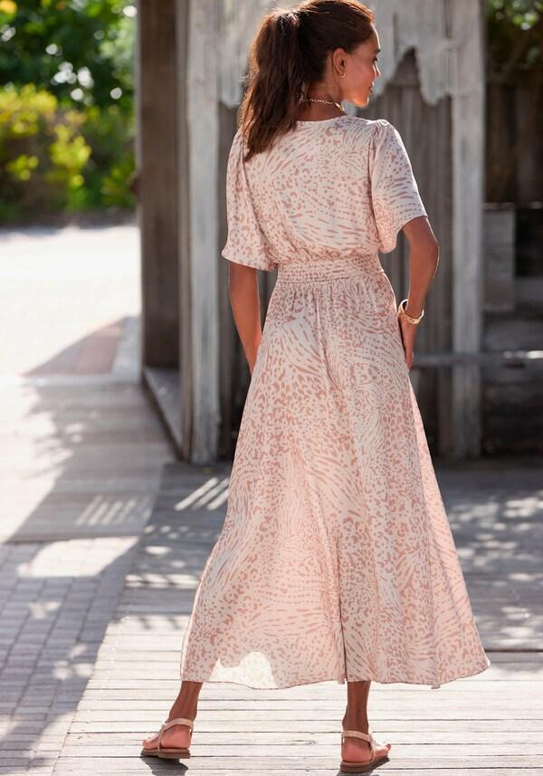 Patrizia Dini By Heine Maxi-jurk Zand/beige Bedrukt