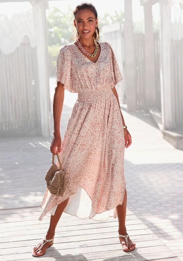 patrizia dini by heine Maxi-jurk zand/beige bedrukt