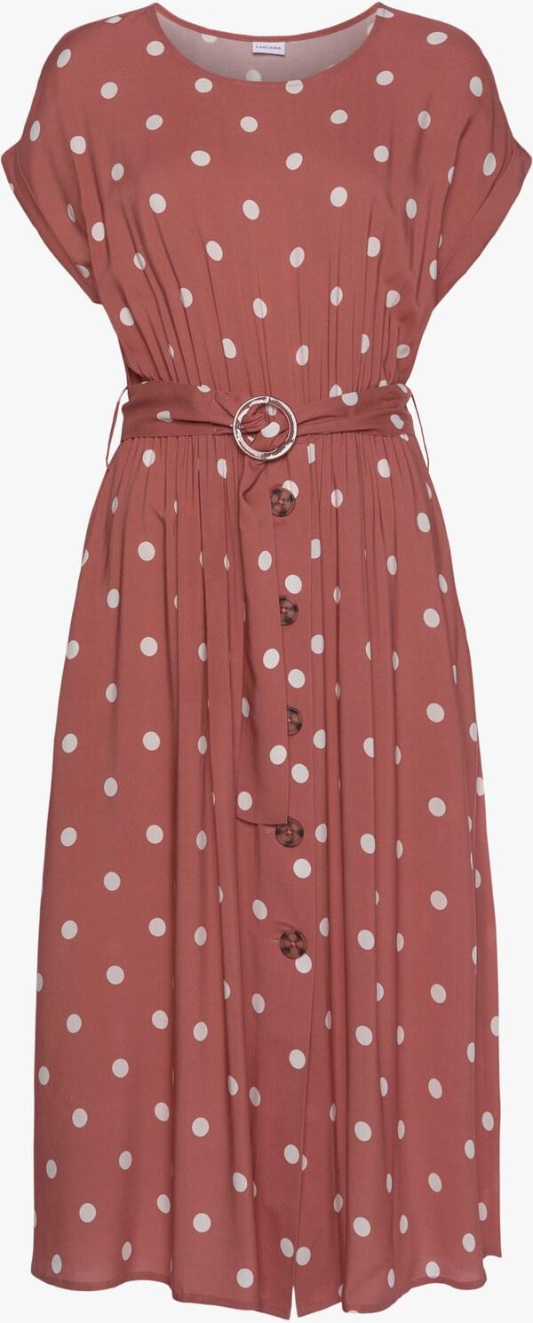 Patrizia Dini By Heine Midi-jurk Wijnrood/crème Bedrukt