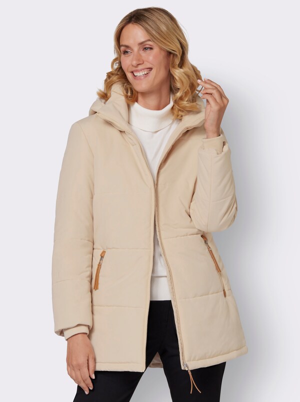 patrizia dini by heine Outdoorjack met afneembare capuchon en jerseyboordjes zand