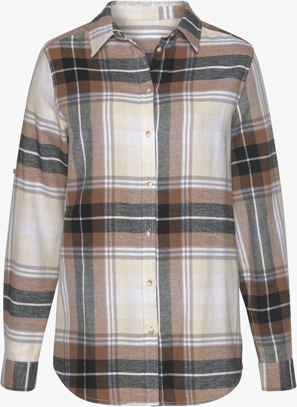 Patrizia Dini By Heine Overhemdblouse Bruin/crème Geruit