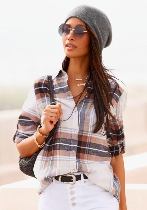 patrizia dini by heine Overhemdblouse bruin/crème geruit