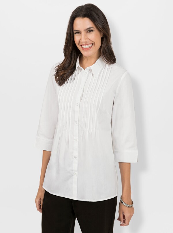 Patrizia Dini By Heine Overhemdblouse Met Biezen Wit