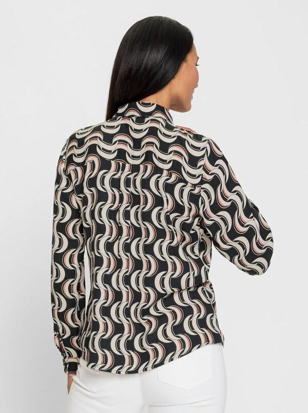 Patrizia Dini By Heine Overhemdblouse Met Lange Mouwen Zwart/zand Geprint