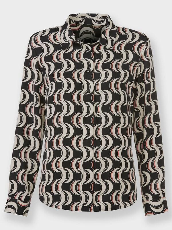 Patrizia Dini By Heine Overhemdblouse Met Lange Mouwen Zwart/zand Geprint