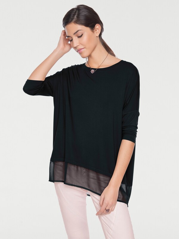 Patrizia Dini By Heine Oversized Shirt Met Chiffonzoom Zwart