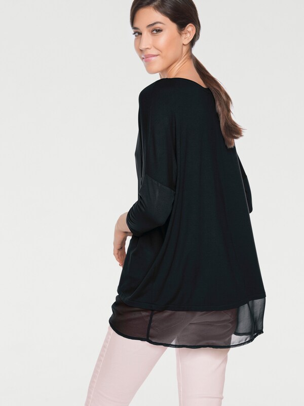 Patrizia Dini By Heine Oversized Shirt Met Chiffonzoom Zwart