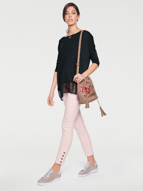 patrizia dini by heine Oversized shirt met chiffonzoom zwart