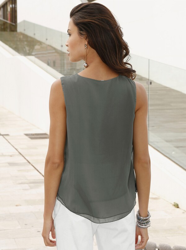 Patrizia Dini By Heine Blousetop Van Crêpe Kaki