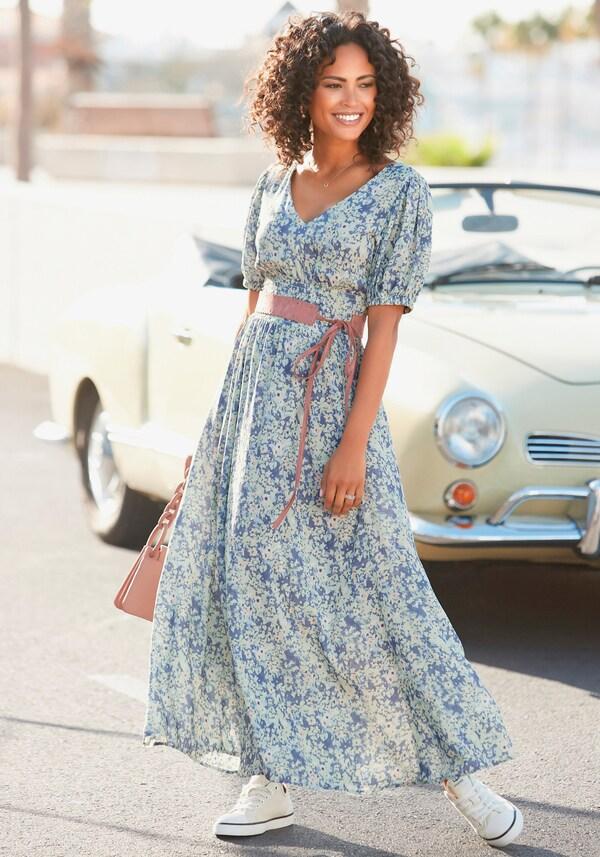 patrizia dini by heine Maxi-jurk blauw geprint