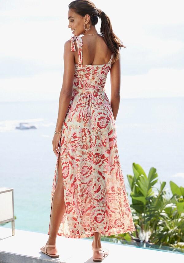 Patrizia Dini By Heine Maxi-jurk Roze/rood Bedrukt