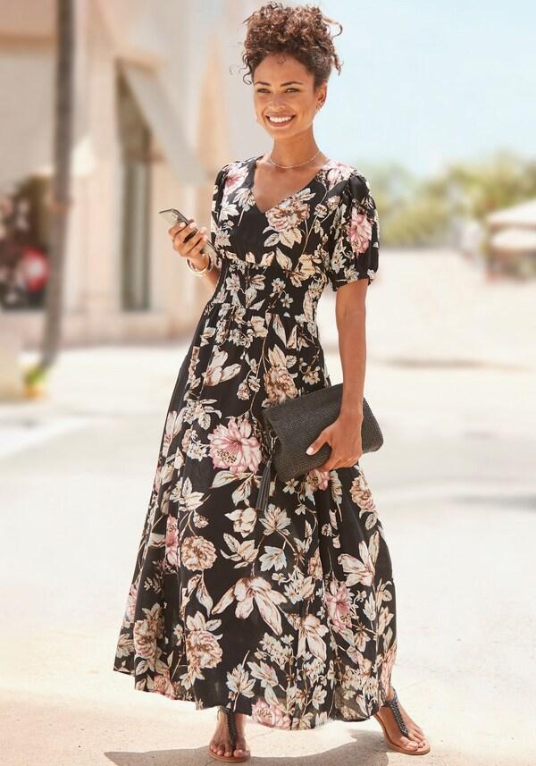 patrizia dini by heine Maxi-jurk zwart bedrukt