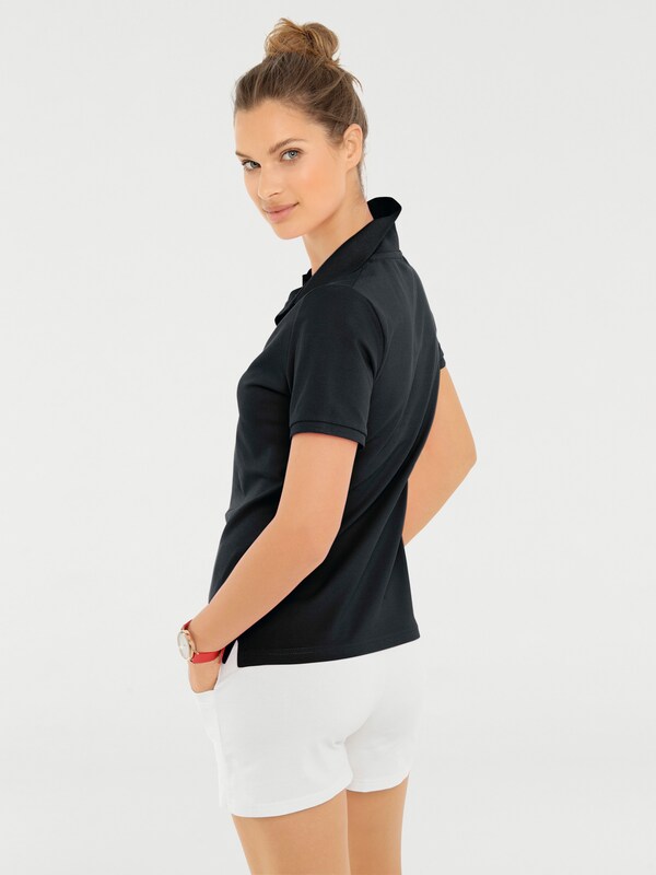 Patrizia Dini By Heine Poloshirt Van Piqué. Zwart