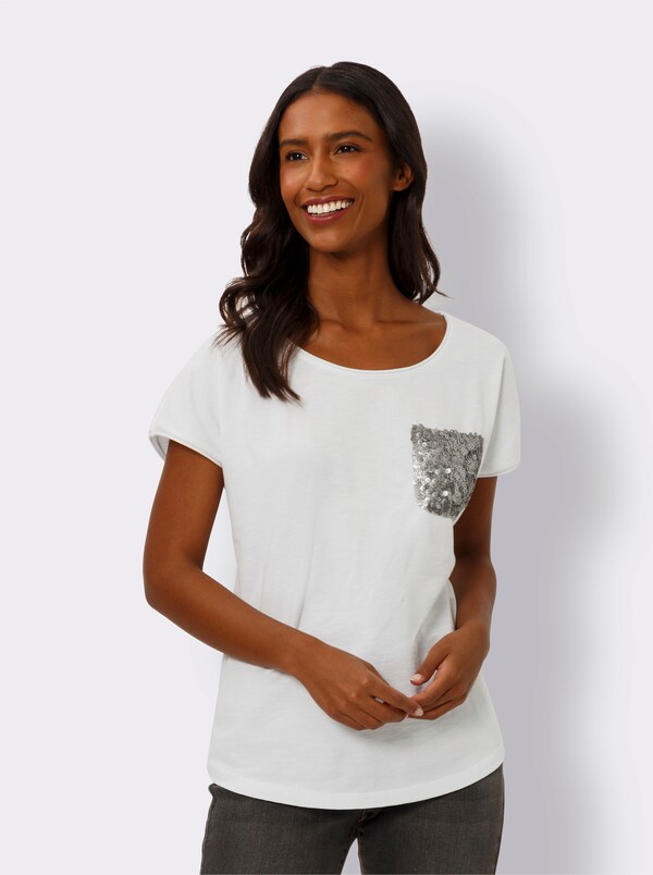 Patrizia Dini By Heine T-shirt Met Pailletten Wit