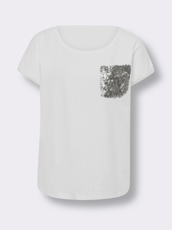 Patrizia Dini By Heine T-shirt Met Pailletten Wit