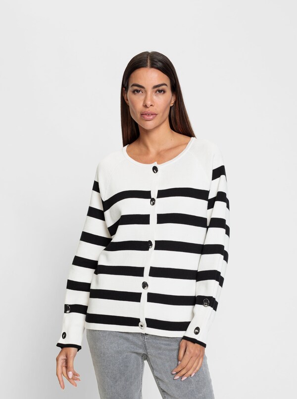 Patrizia Dini By Heine Vest Ecru/zwart Gestreept