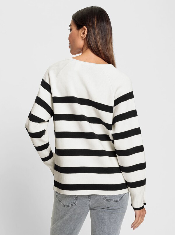 Patrizia Dini By Heine Vest Ecru/zwart Gestreept