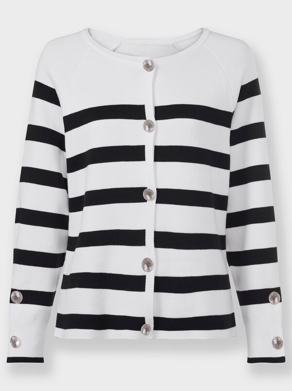 Patrizia Dini By Heine Vest Ecru/zwart Gestreept