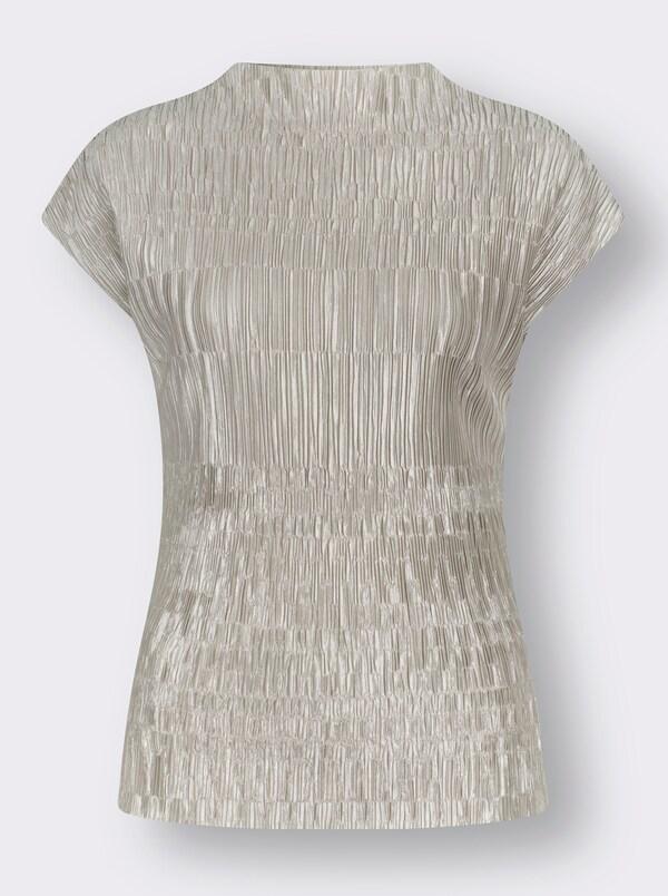 Patrizia Dini By Heine Plisséblouse Met Opstaande Kraag Lichtgrijs