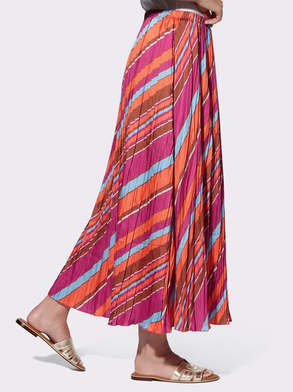 Patrizia Dini By Heine Plissérok Oranje/fuchsia Gestreept