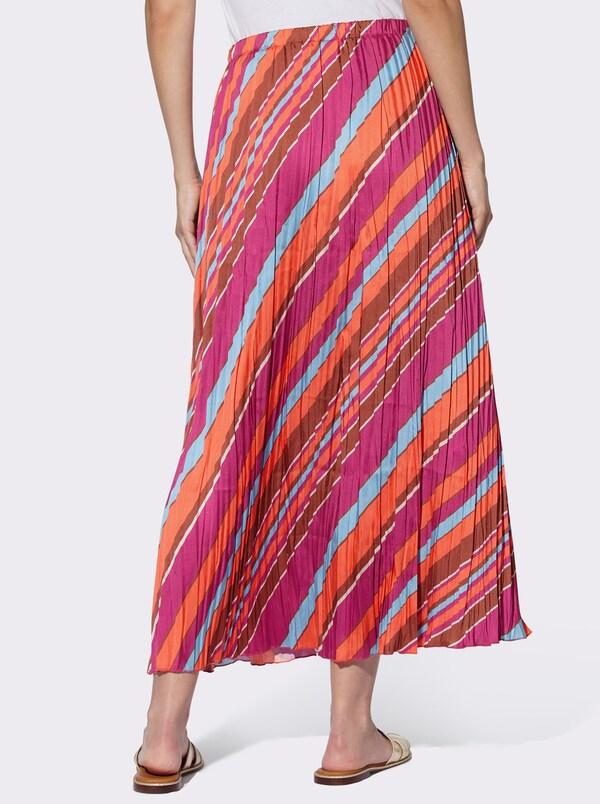 Patrizia Dini By Heine Plissérok Oranje/fuchsia Gestreept