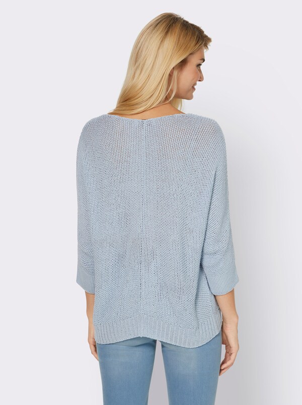 Patrizia Dini By Heine Pullover Met 3/4-mouwen Van Bandjesgaren Lichtblauw