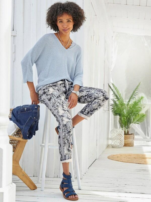 patrizia dini by heine Pullover met 3/4-mouwen van bandjesgaren lichtblauw