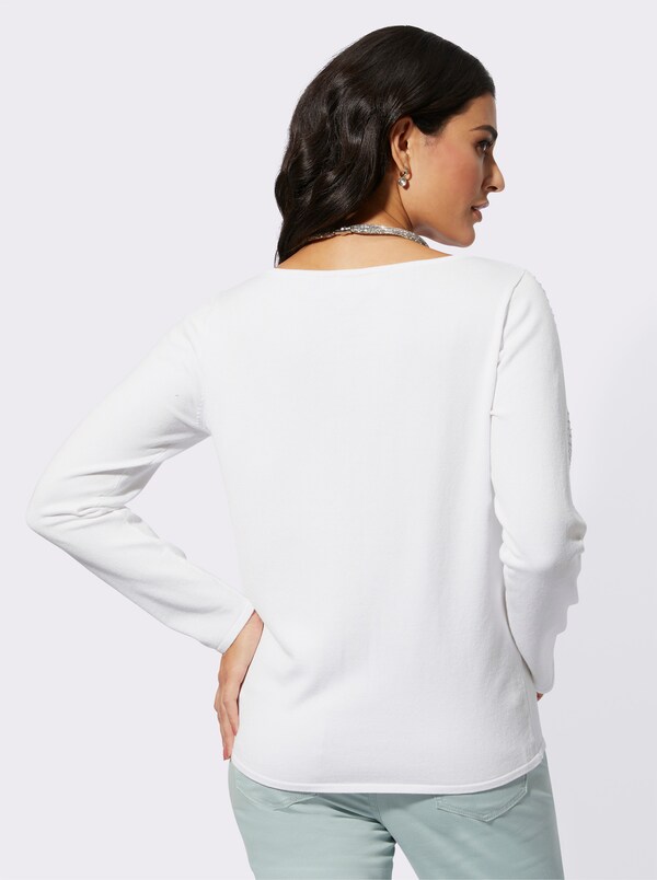 Patrizia Dini By Heine Pullover Met Glittersteentjes Op De Lange Mouwen Ecru