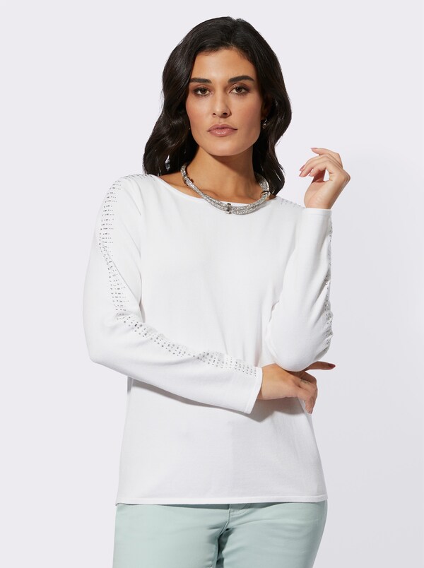 patrizia dini by heine Pullover met glittersteentjes op de lange mouwen ecru