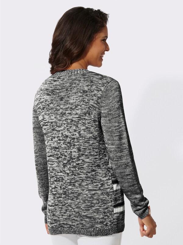 Patrizia Dini By Heine Pullover Met Lange Mouwen In Streepjesdessin Zwart/wit Gedessineerd