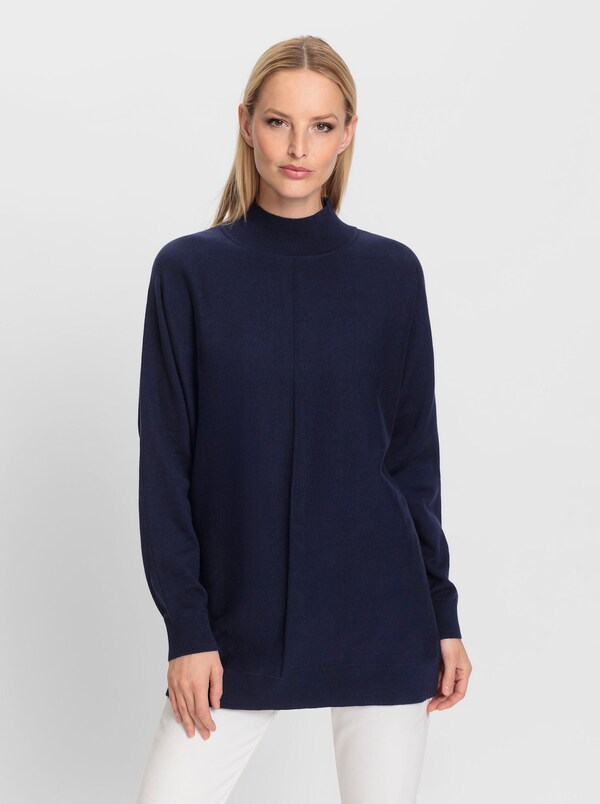 Patrizia Dini By Heine Pullover Met Opstaande Kraag En Vleermuismouwen Marine