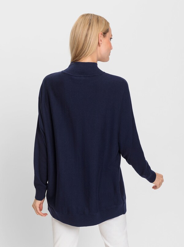Patrizia Dini By Heine Pullover Met Opstaande Kraag En Vleermuismouwen Marine