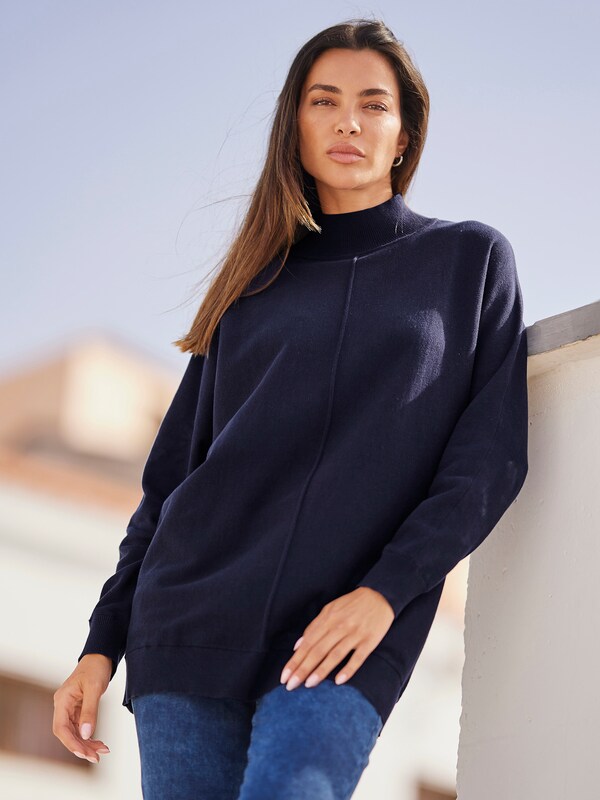 patrizia dini by heine Pullover met opstaande kraag en vleermuismouwen marine