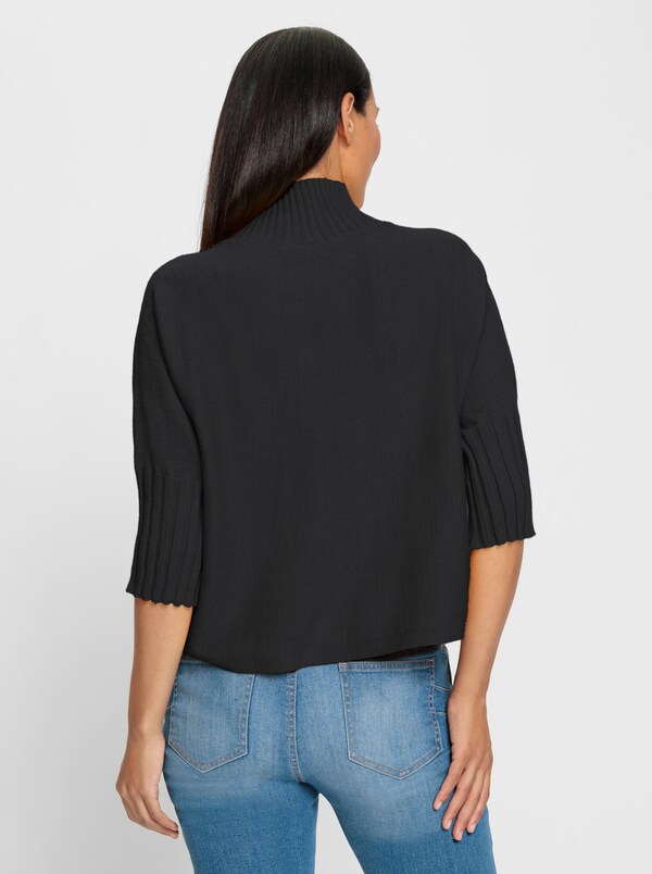 Patrizia Dini By Heine Pullover Met Opstaande Kraag En Vleermuismouwen Zwart