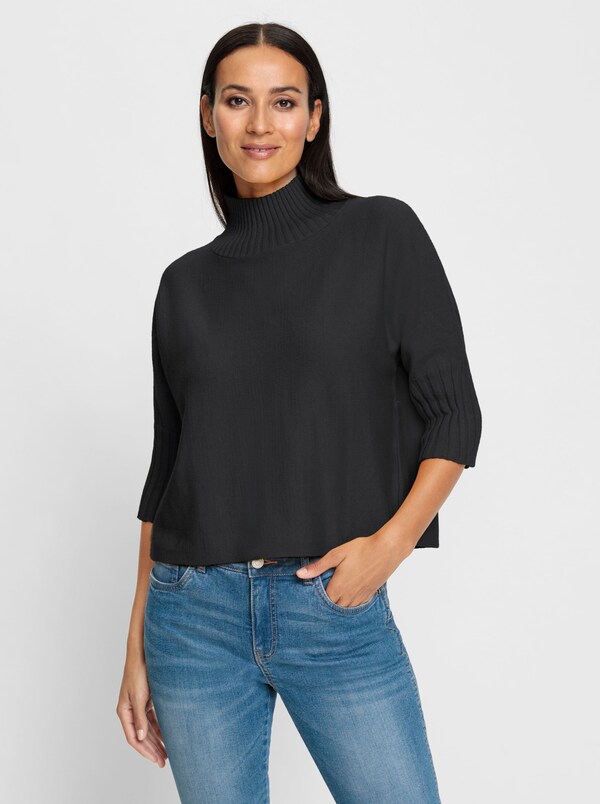 patrizia dini by heine Pullover met opstaande kraag en vleermuismouwen zwart