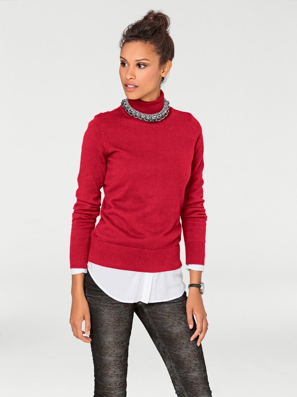 Patrizia Dini By Heine Pullover Met Rolkraag Van Fijntricot Rood
