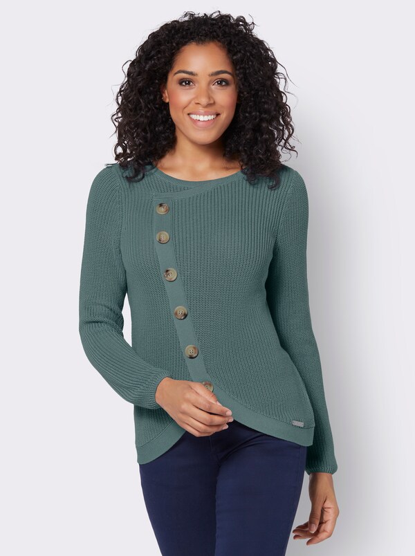 Patrizia Dini By Heine Pullover Met Ronde Hals En Overlappend Voorpand Jade