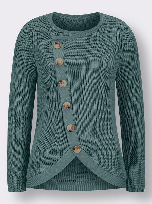 Patrizia Dini By Heine Pullover Met Ronde Hals En Overlappend Voorpand Jade