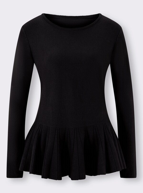 Patrizia Dini By Heine Pullover Met Ronde Hals En Schootje Zwart