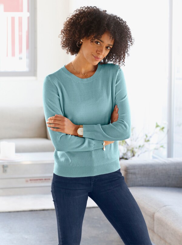 Patrizia Dini By Heine Pullover Met Ronde Hals In Model Gebreid Warm Aqua