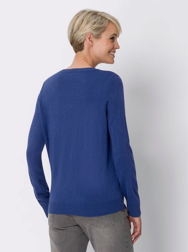 Patrizia Dini By Heine Pullover Met Ronde Hals In Model Gebreid Warm Koningsblauw